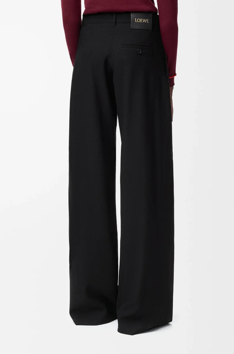 pantalon ceinturé en laine noire