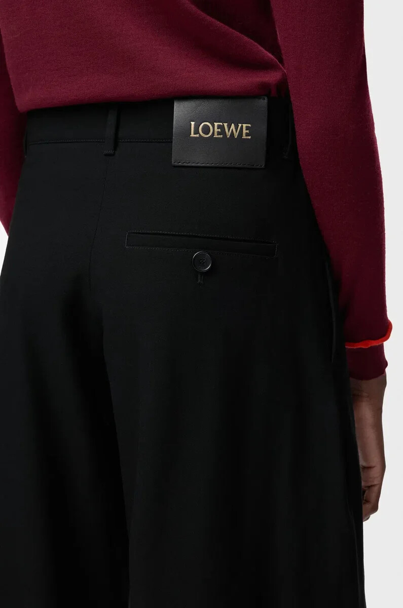 pantalon ceinturé en laine noire