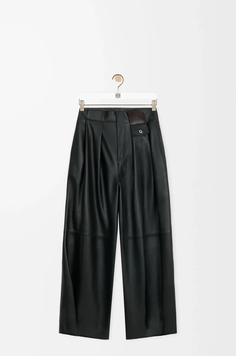 pantalon en cuir dagneau nappa noir
