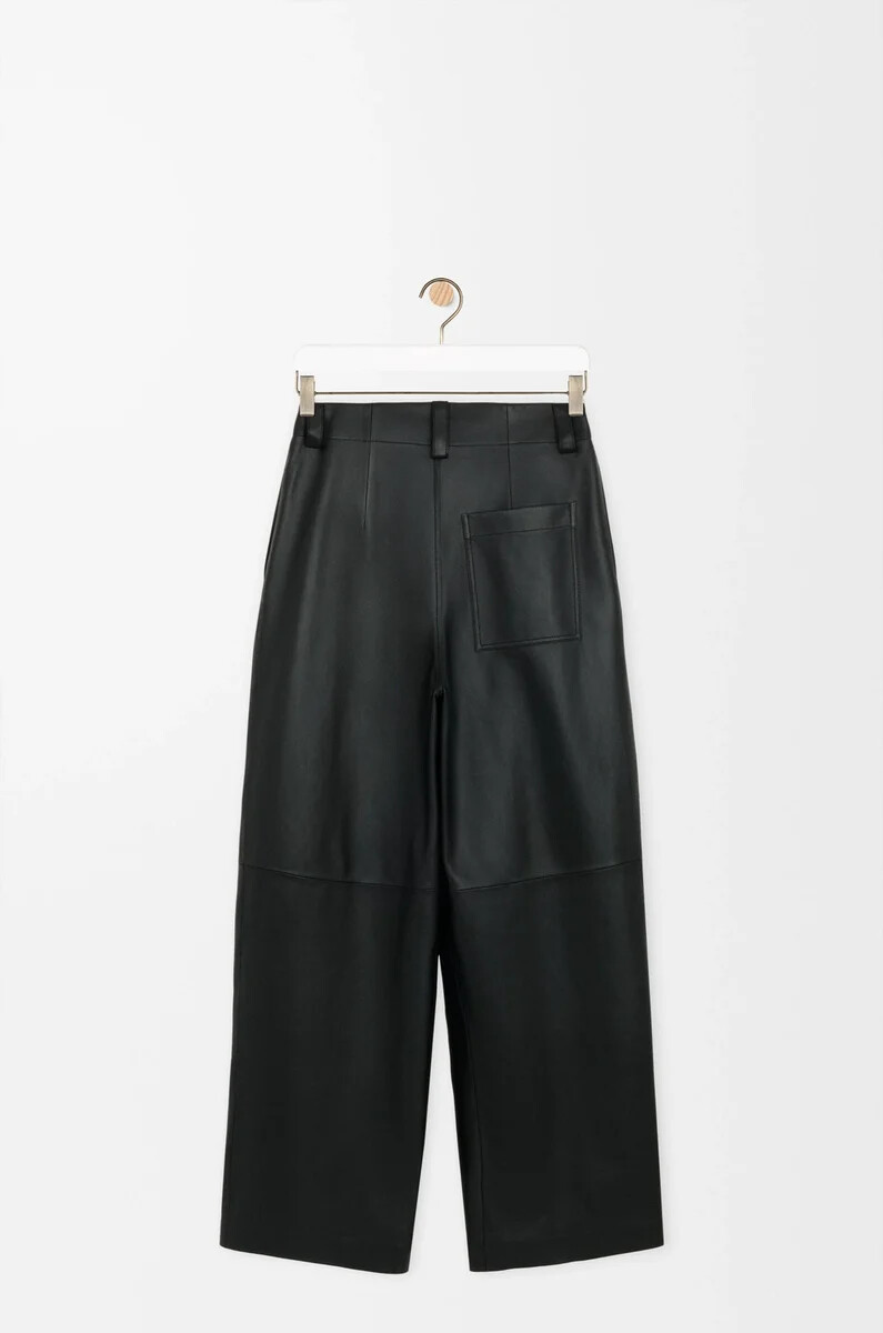 pantalon en cuir dagneau nappa noir