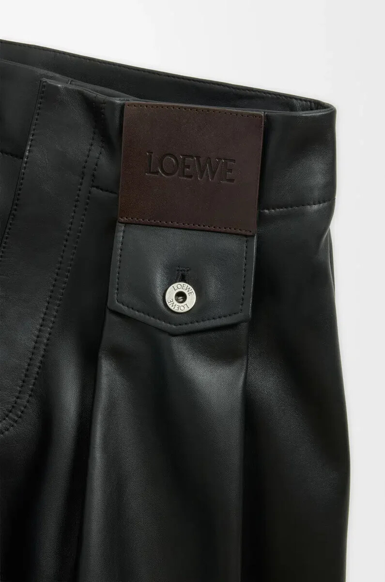pantalon en cuir dagneau nappa noir
