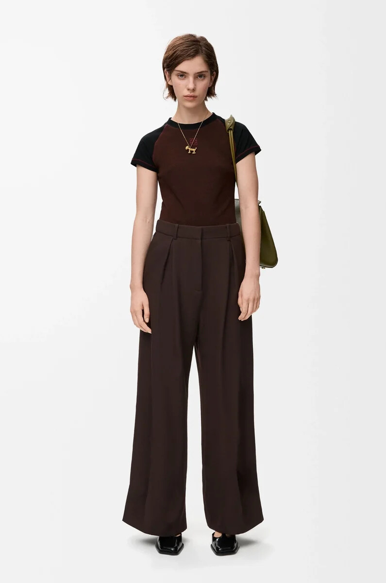 pantalon en laine marron