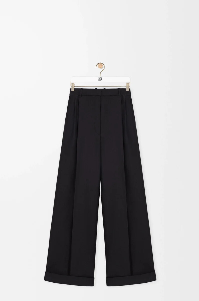 pantalon en laine et soie noir