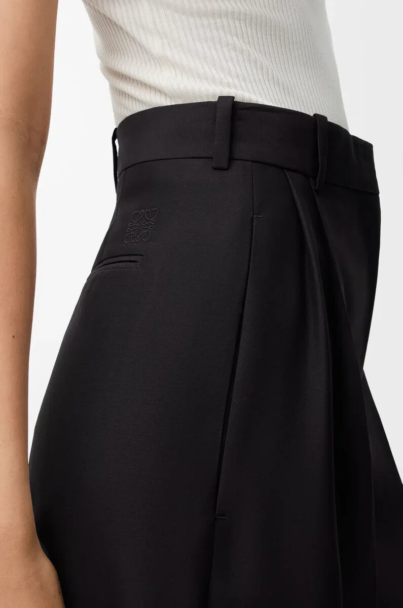 pantalon en laine et soie noir