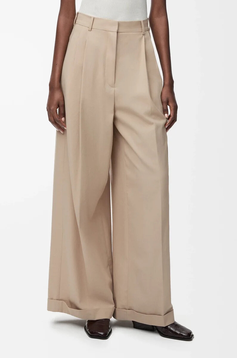 pantalon en coton beige