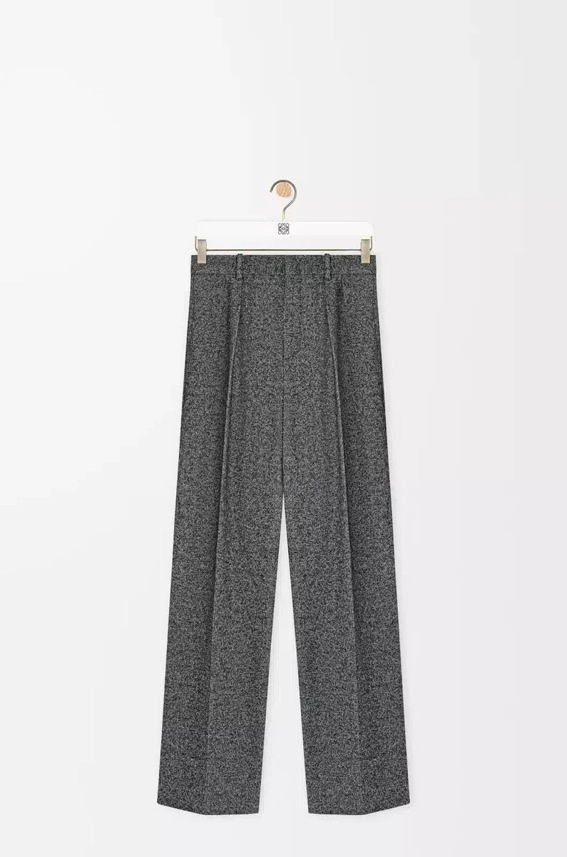 pantalon en laine mélangée gris chiné