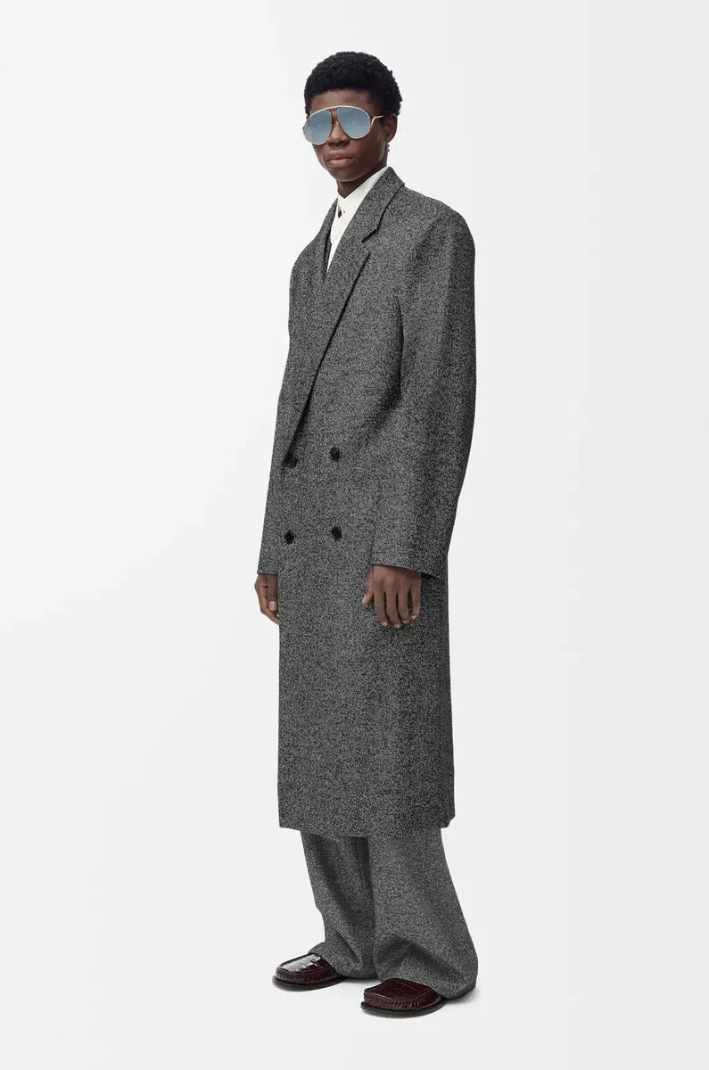 pantalon en laine mélangée gris chiné