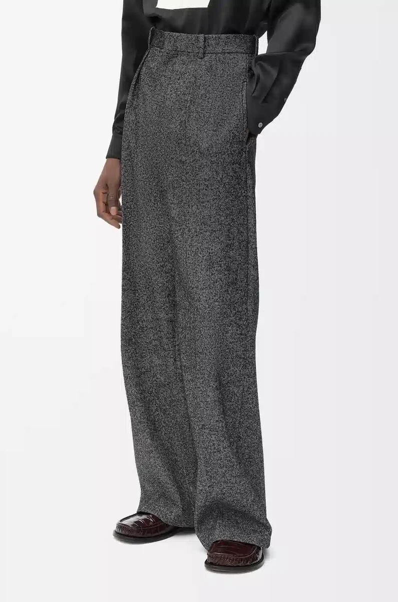 pantalon en laine mélangée gris chiné