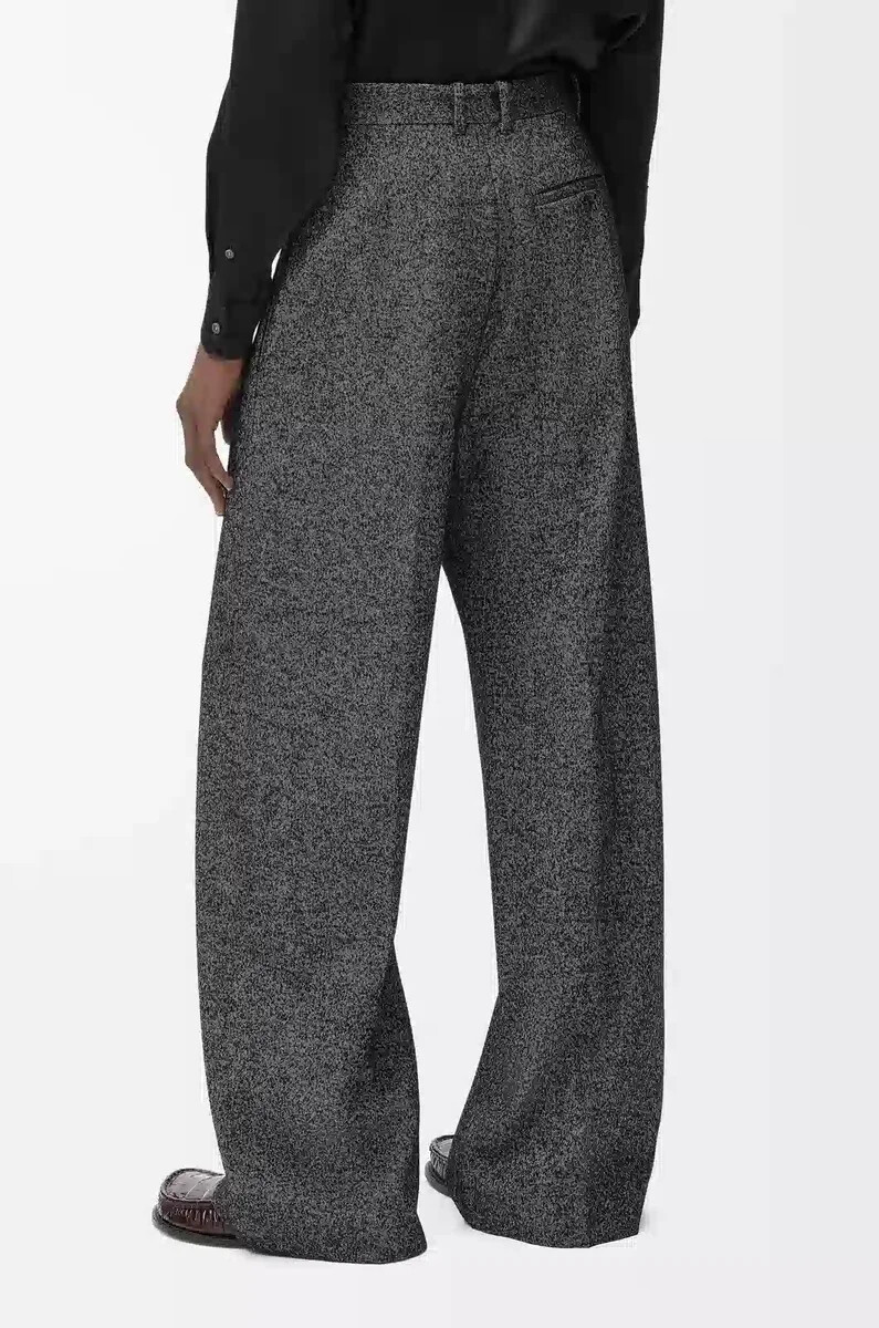pantalon en laine mélangée gris chiné