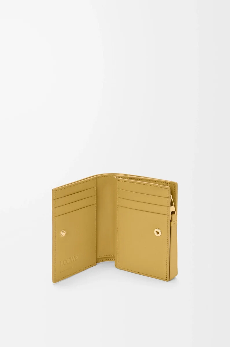 portefeuille compact puzzle en cuir de veau classique gingembresel marin