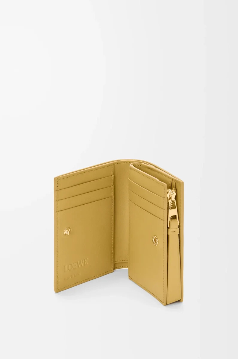 portefeuille compact puzzle en cuir de veau classique gingembresel marin