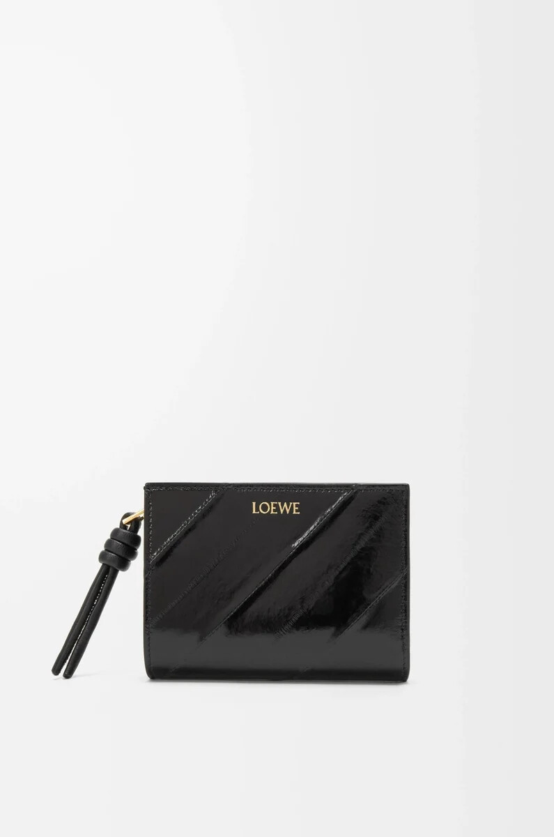 portefeuille compact knot en anguille noire