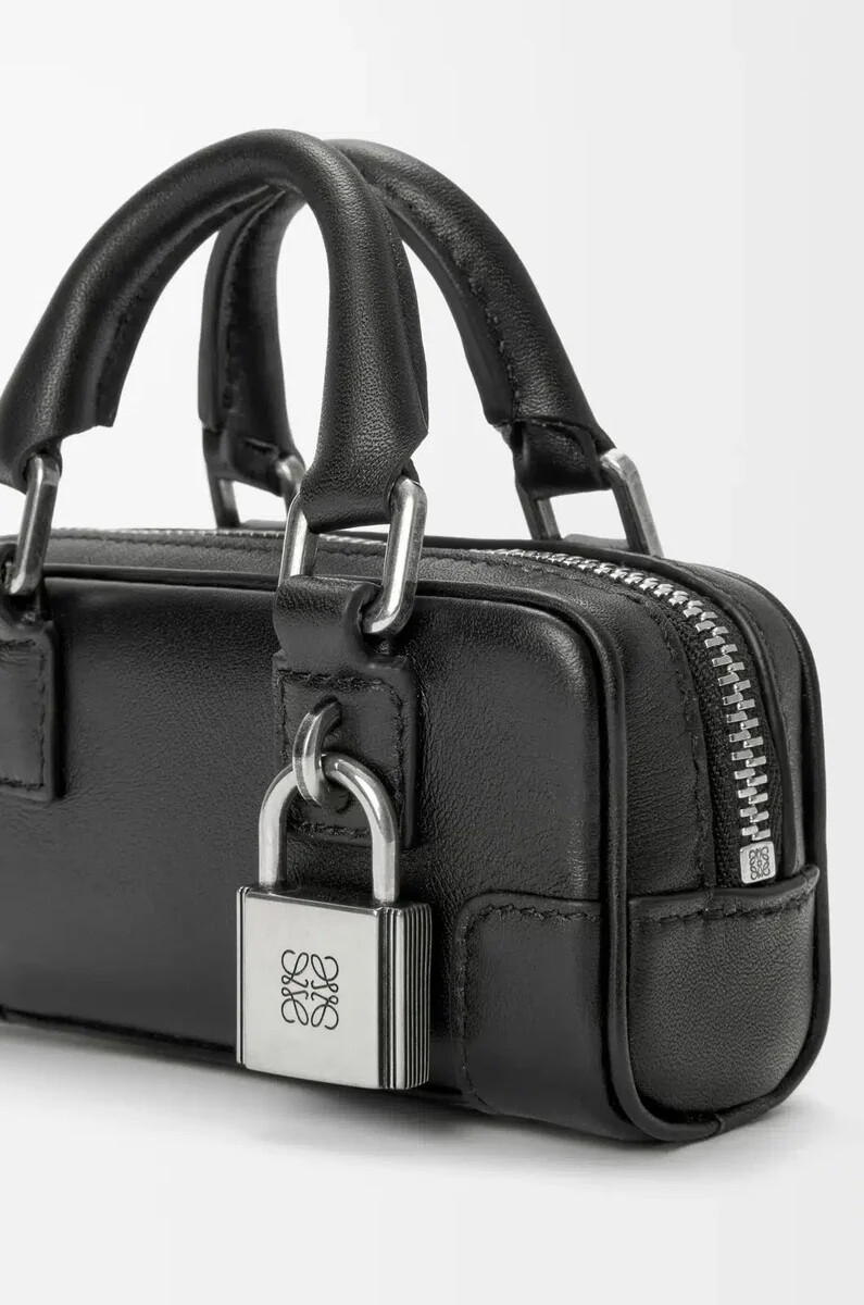amazona nano en cuir de veau brillant noir