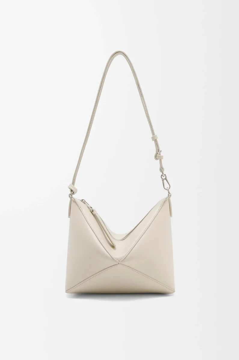 pochette pliable en cuir de veau nappa brillant couleur sel marin