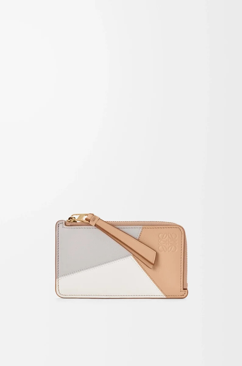 porte-cartes puzzle en cuir de veau classique ghostsilky beige