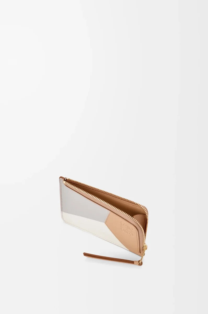 porte-cartes puzzle en cuir de veau classique ghostsilky beige