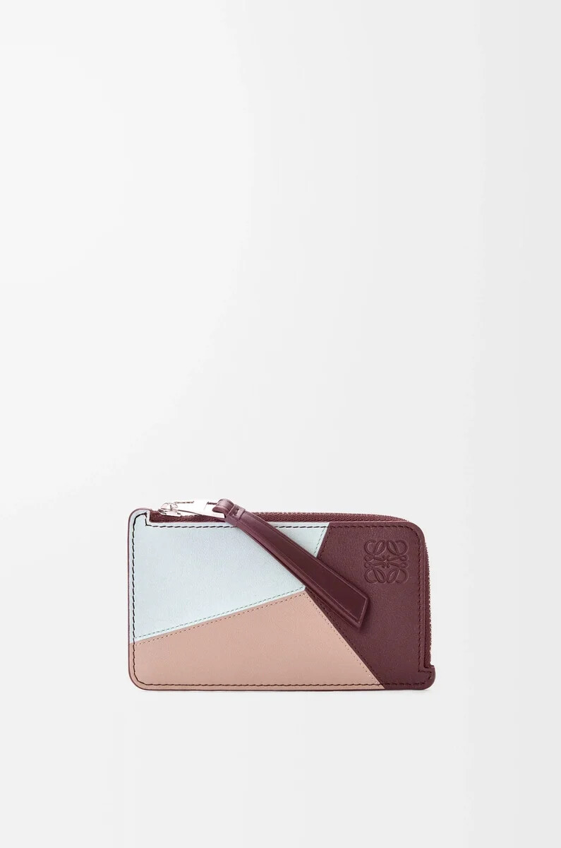 porte-cartes puzzle en cuir de veau classique frozenbordeaux foncé