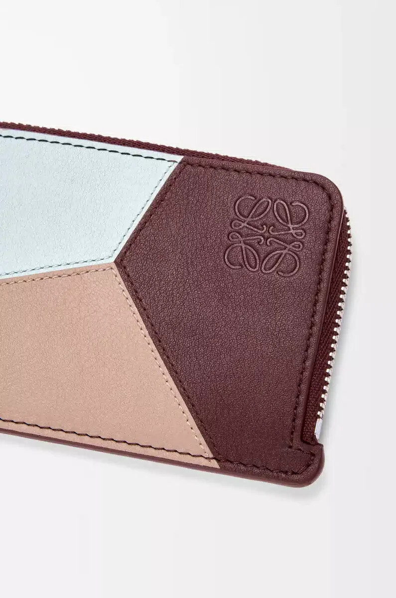porte-cartes puzzle en cuir de veau classique frozenbordeaux foncé