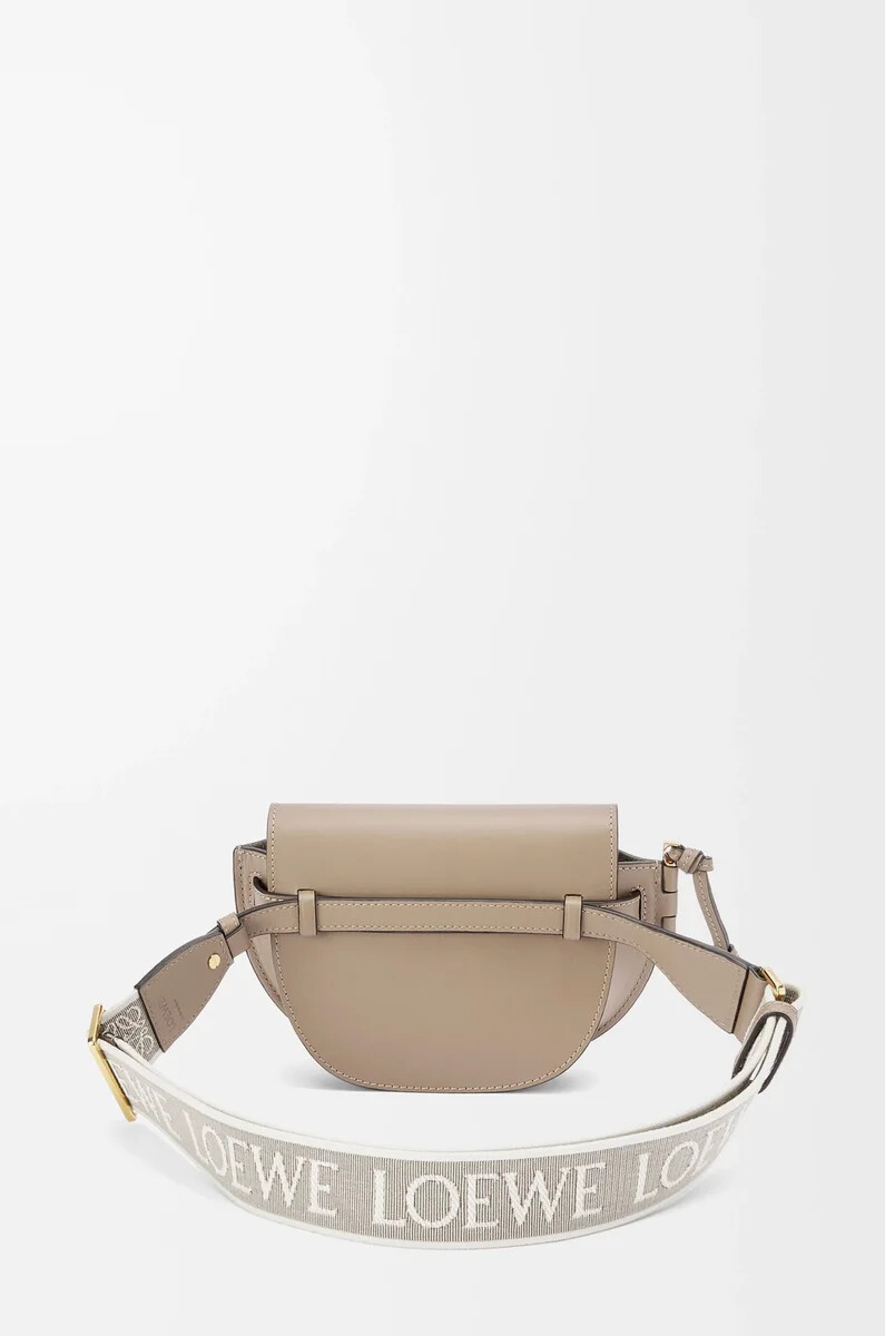 sac mini gate dual en cuir de veau souple et jacquard sable