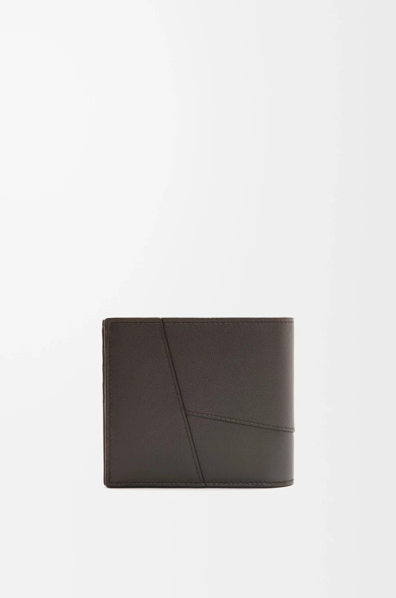 porte-monnaie à deux volets en cuir de veau classique gris foncé modèle puzzle