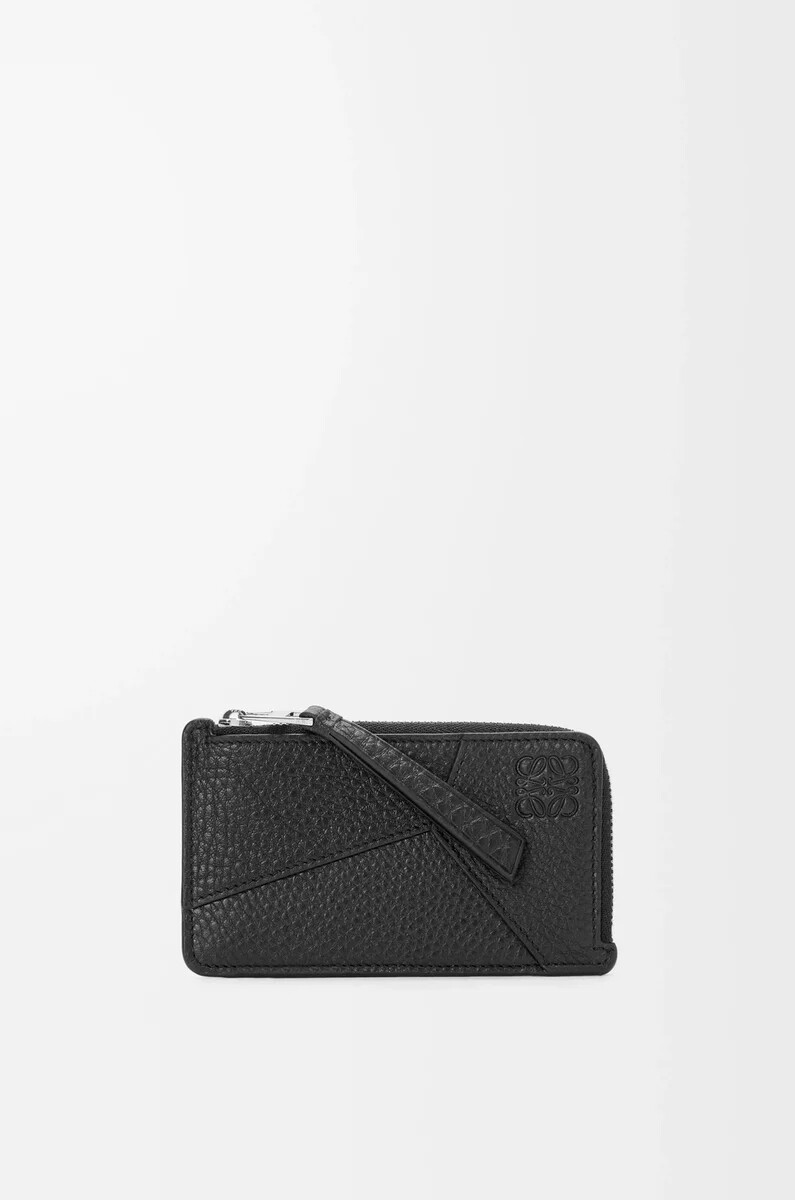 porte-cartes puzzle en cuir de veau souple grainé noir