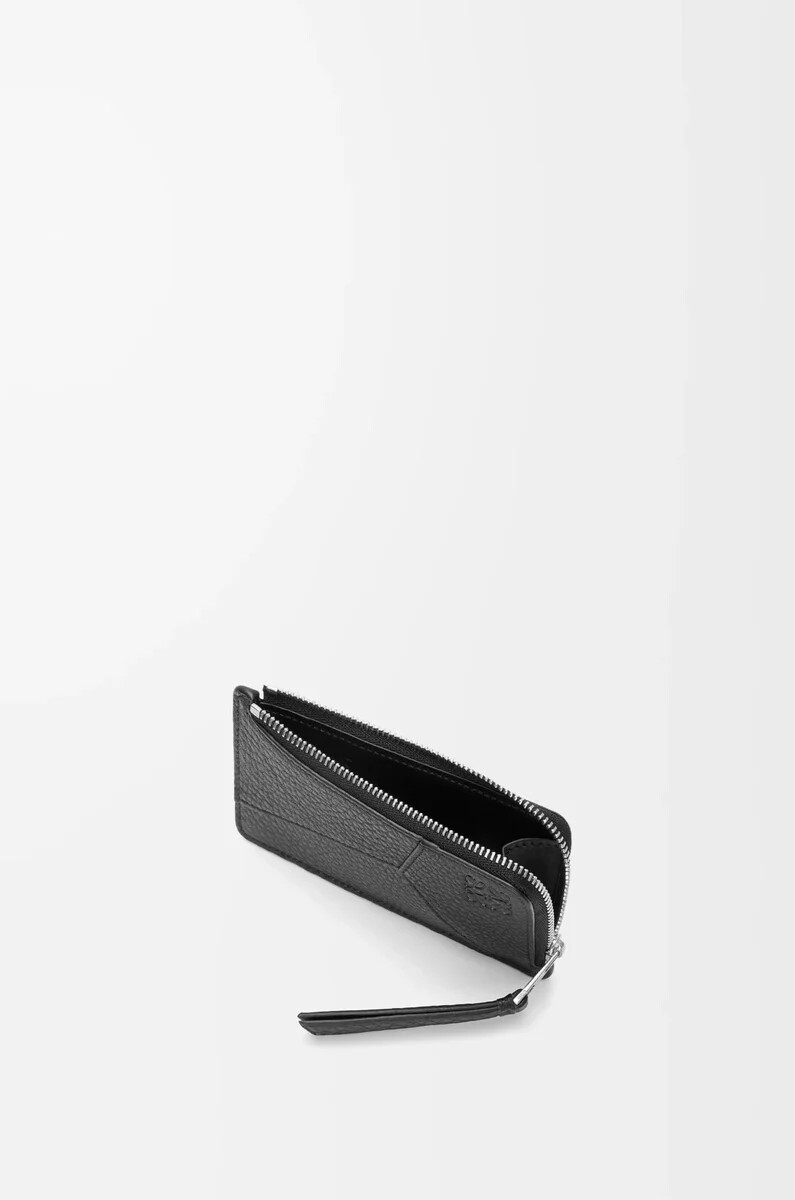 porte-cartes puzzle en cuir de veau souple grainé noir