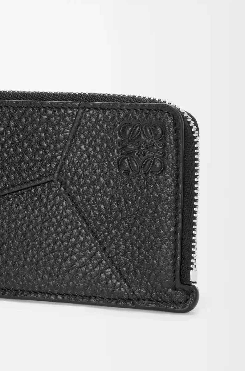 porte-cartes puzzle en cuir de veau souple grainé noir