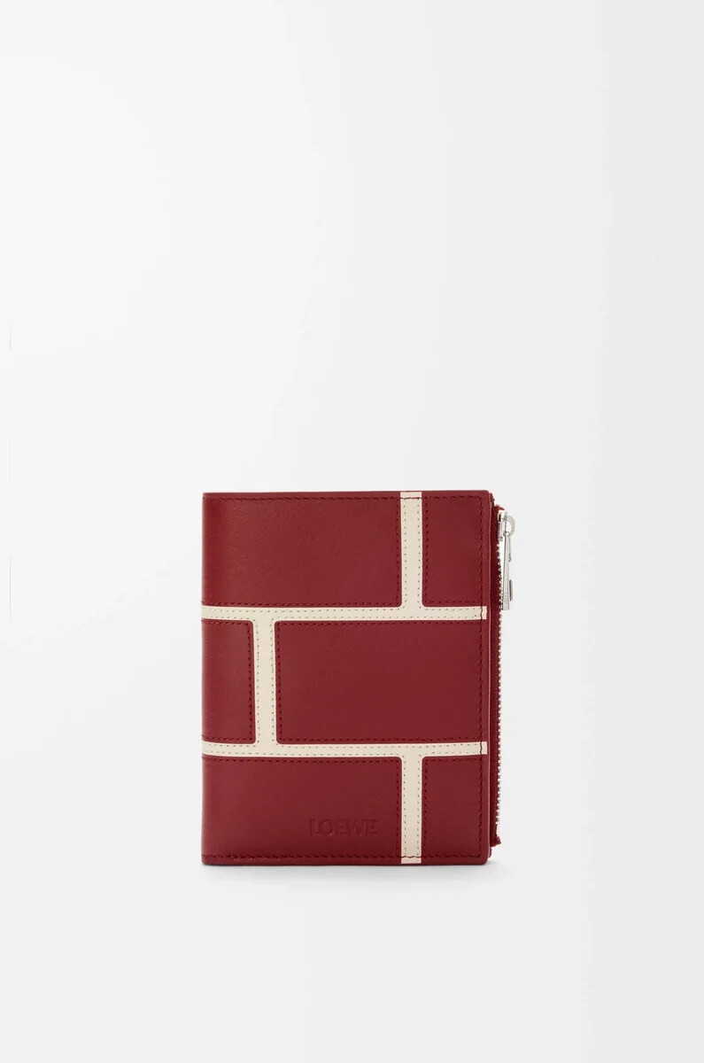 portefeuille fin et compact en cuir de veau rouge brûlé classique
