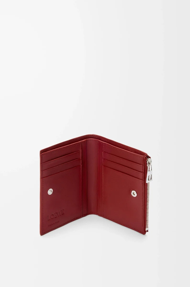 portefeuille fin et compact en cuir de veau rouge brûlé classique
