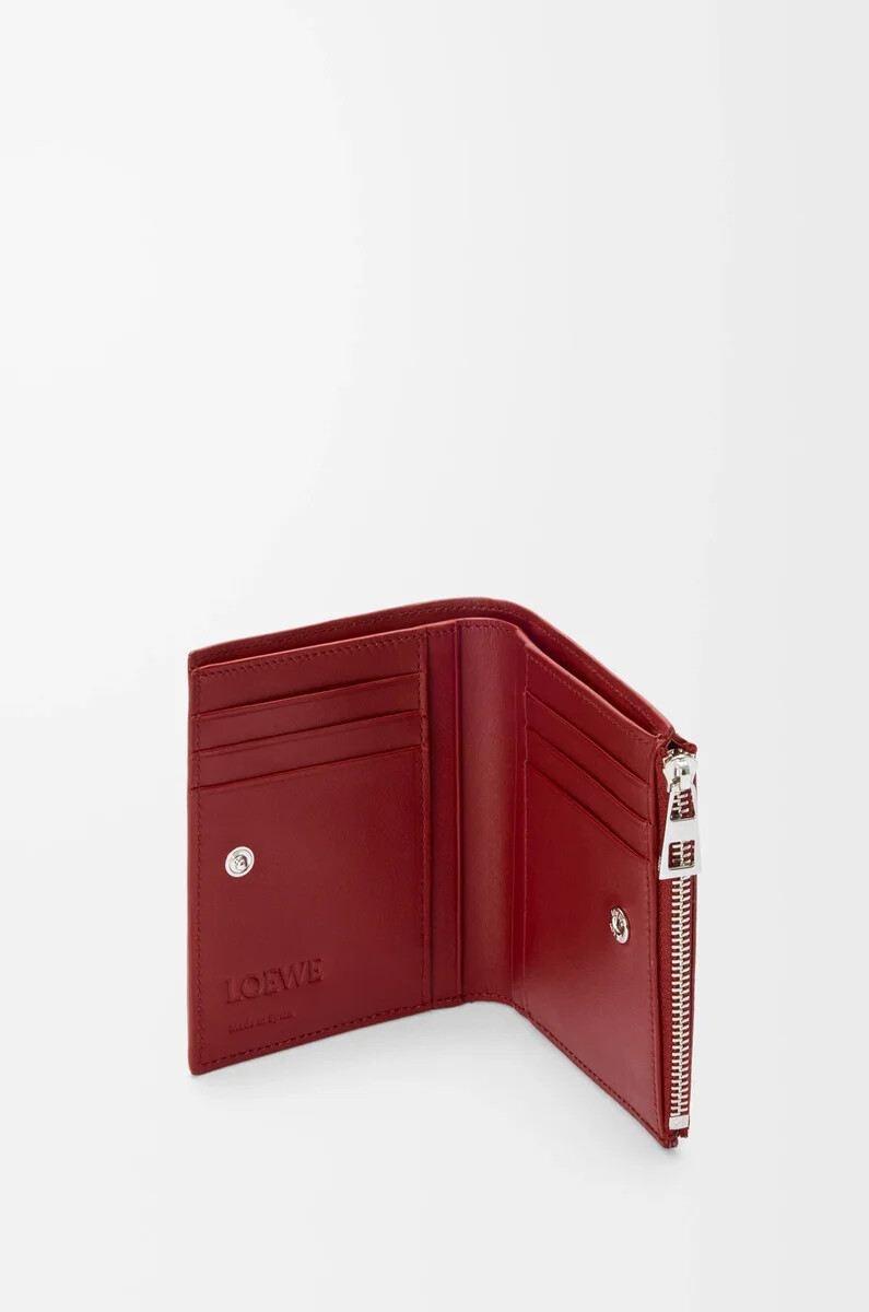 portefeuille fin et compact en cuir de veau rouge brûlé classique