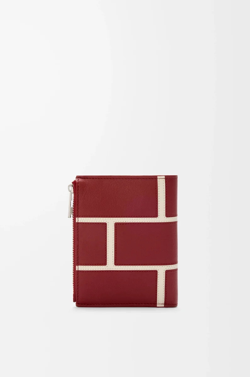 portefeuille fin et compact en cuir de veau rouge brûlé classique