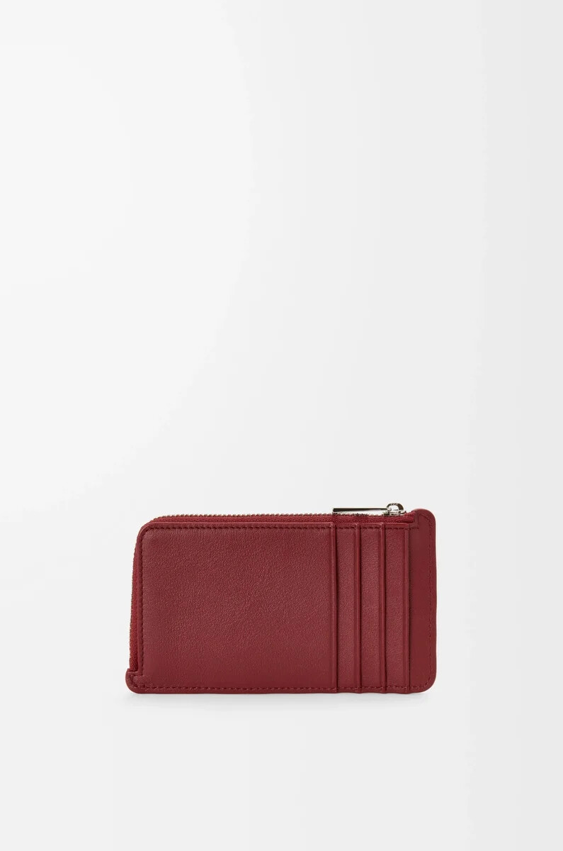 porte-cartes en cuir de veau rouge brûlé classique