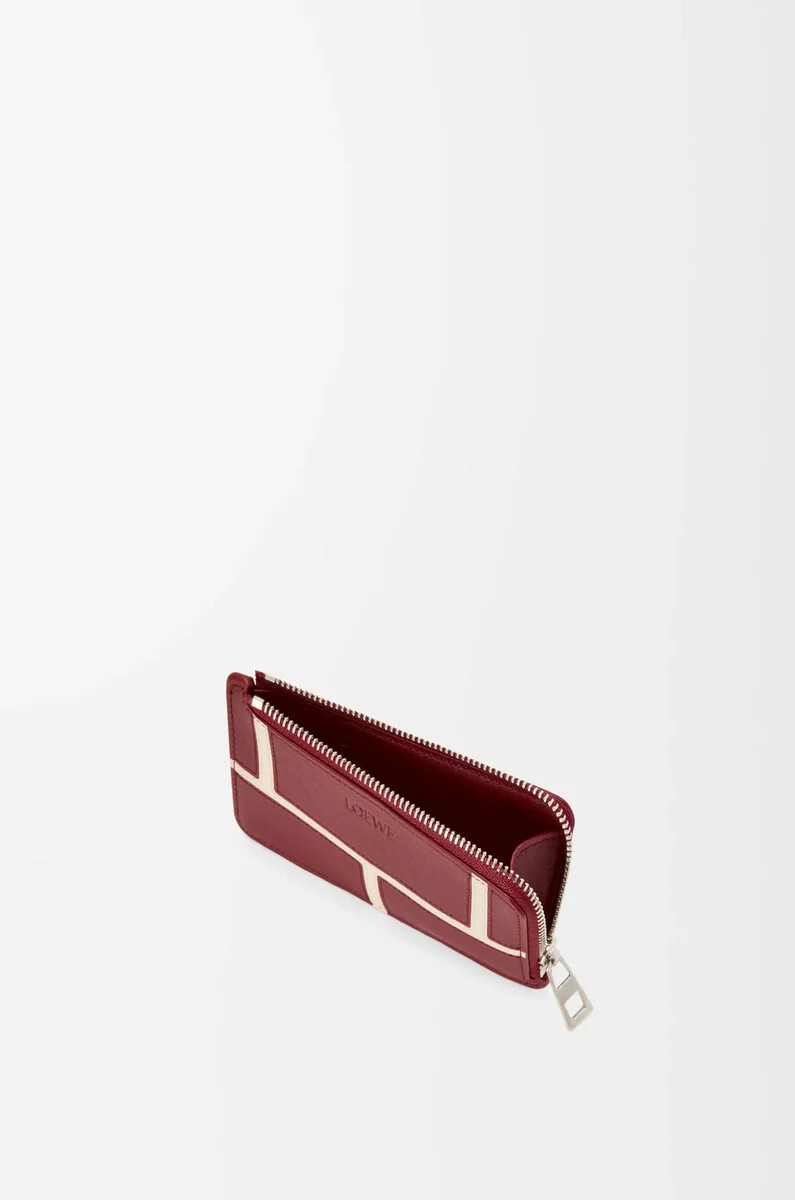 porte-cartes en cuir de veau rouge brûlé classique