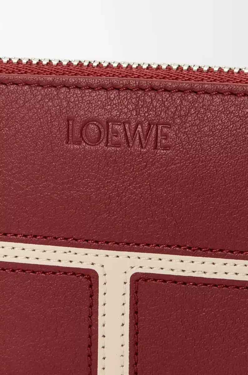 porte-cartes en cuir de veau rouge brûlé classique