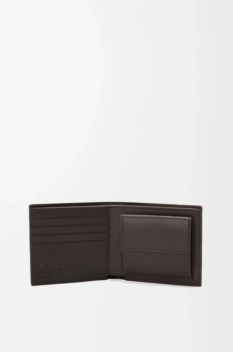 porte-monnaie à deux volets en cuir de veau classique olivemarron foncé style puzzle