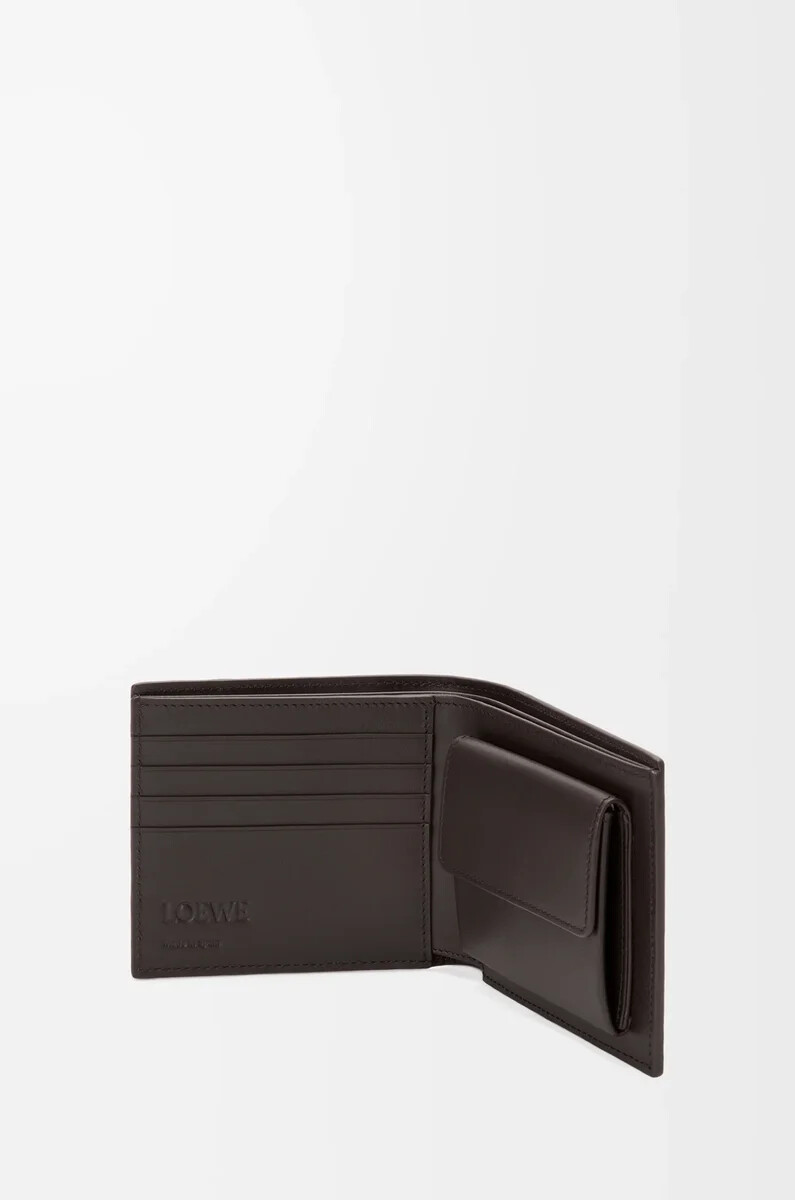 porte-monnaie à deux volets en cuir de veau classique olivemarron foncé style puzzle