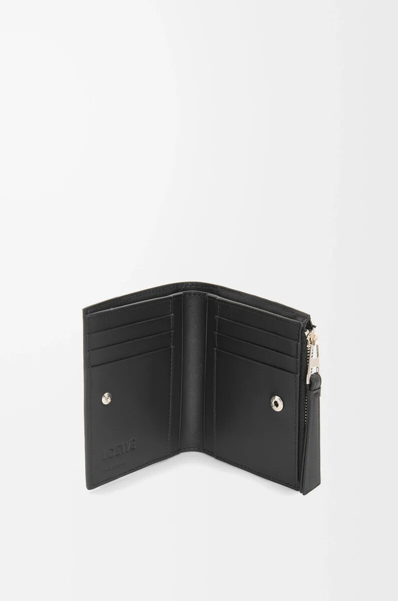 portefeuille fin et compact puzzle en cuir de veau noir classique