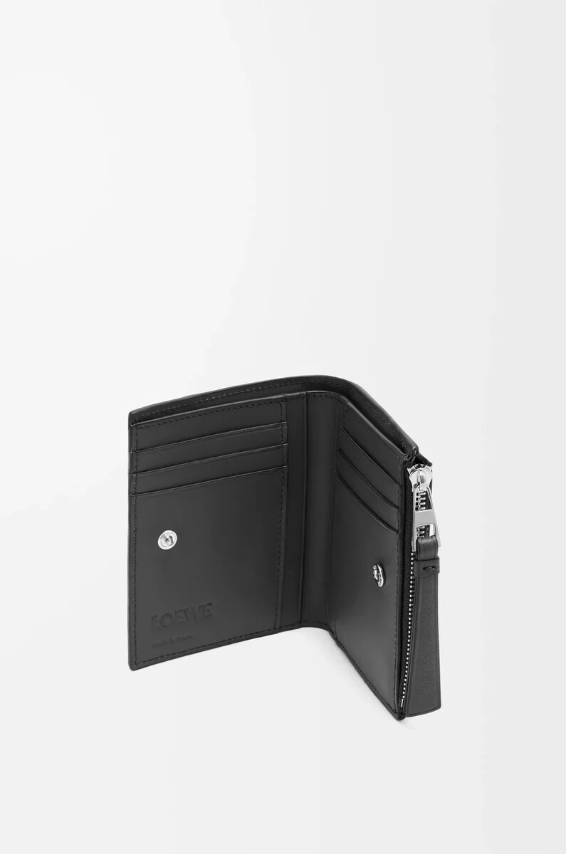 portefeuille fin et compact puzzle en cuir de veau noir classique