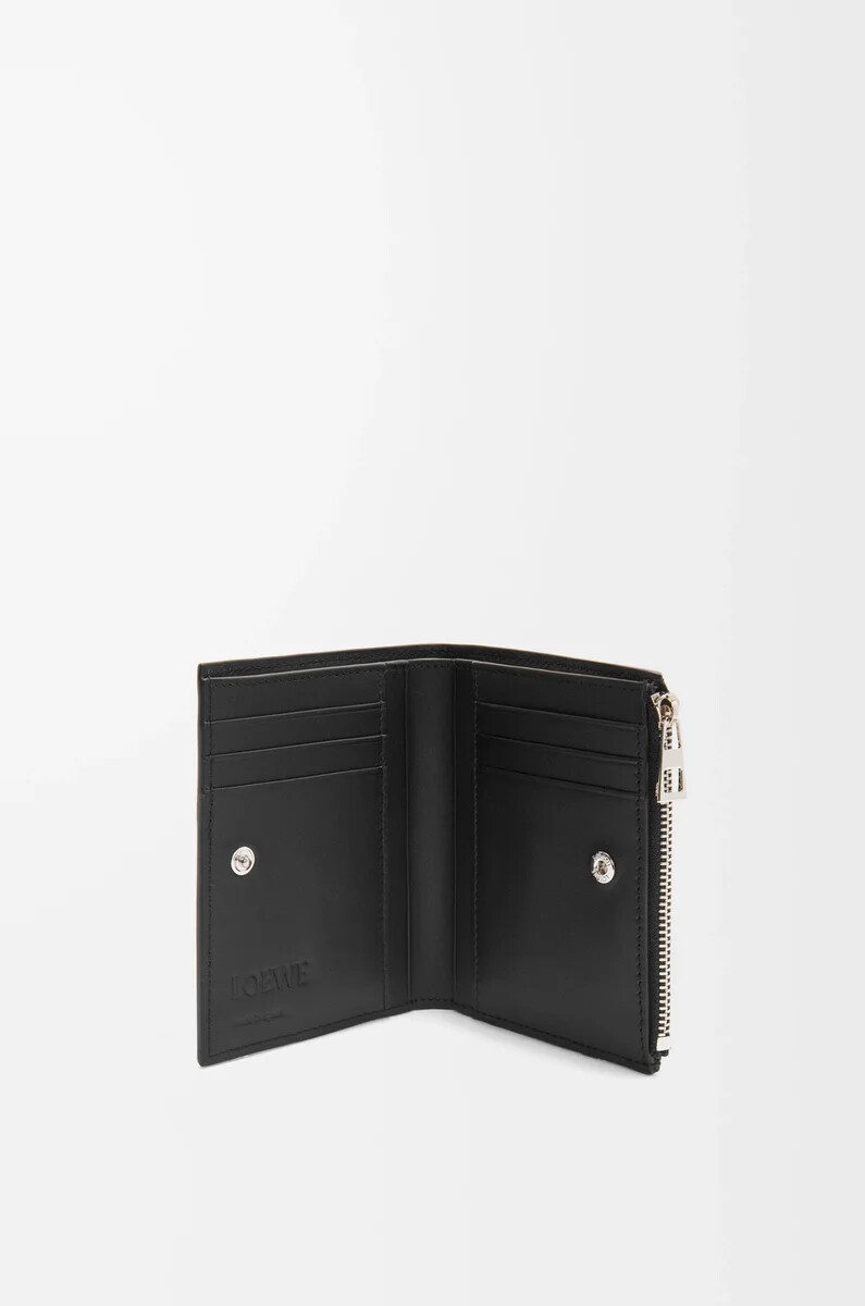 portefeuille fin et compact en cuir de veau brillant noirbleu marine