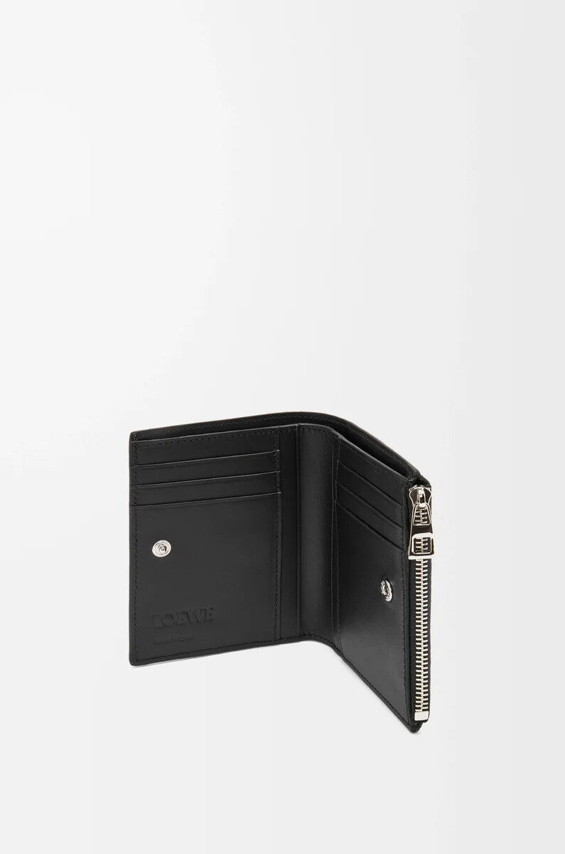 portefeuille fin et compact en cuir de veau grainé souple noir