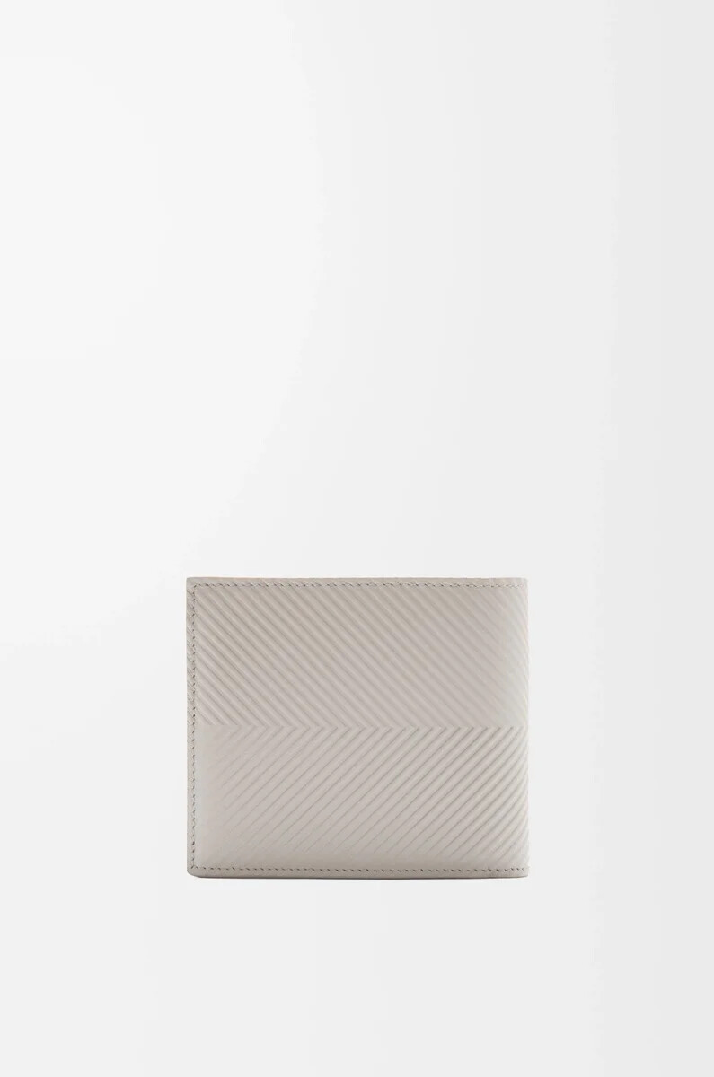 portefeuille à deux volets en cuir de veau texturé gris coquillage