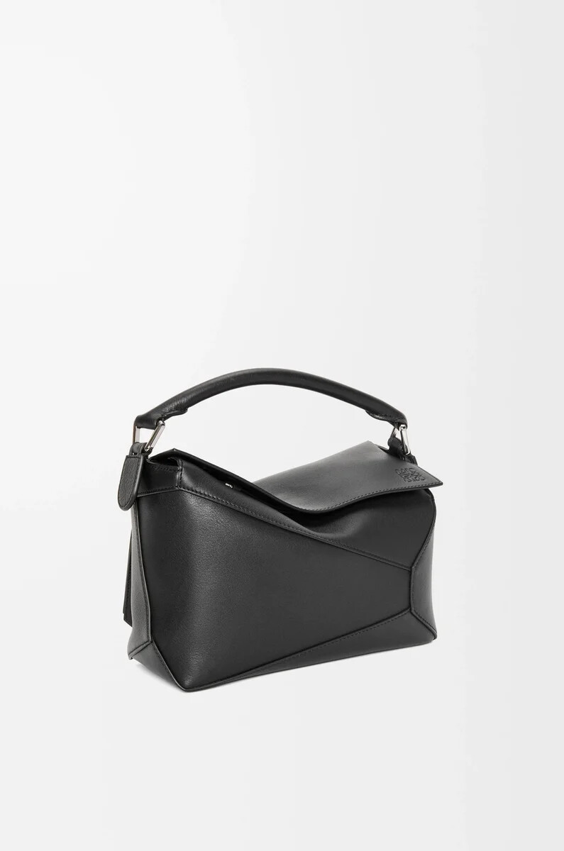 petit sac puzzle edge en cuir de veau noir classique