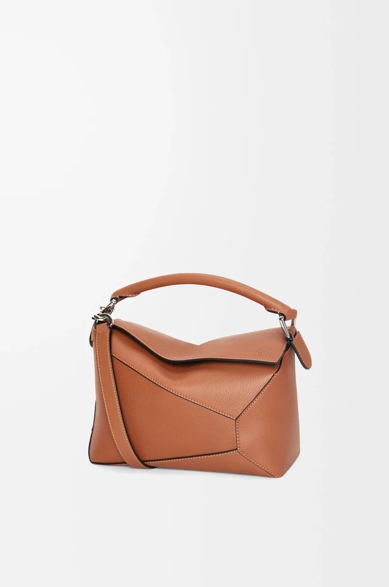 petit sac puzzle edge en cuir de veau classique couleur fauve