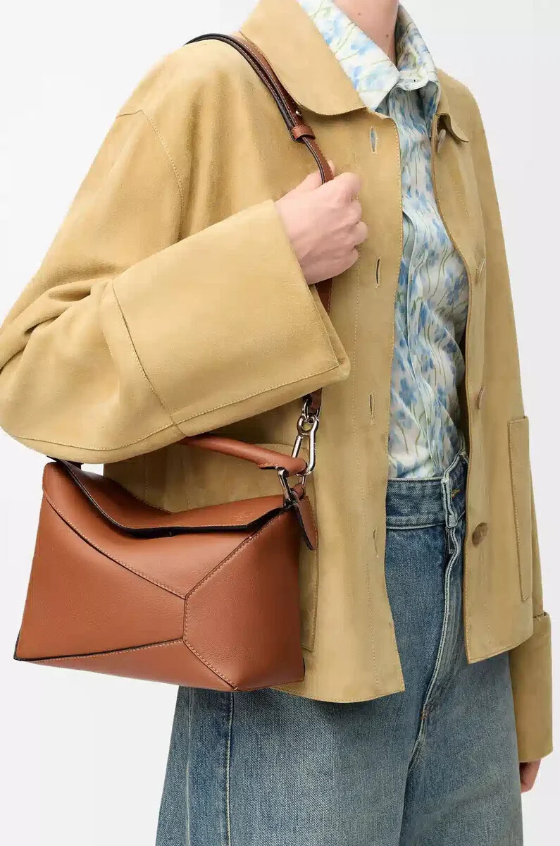 petit sac puzzle edge en cuir de veau classique couleur fauve