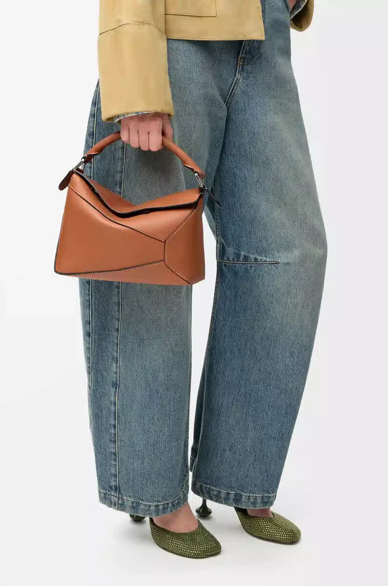 petit sac puzzle edge en cuir de veau classique couleur fauve
