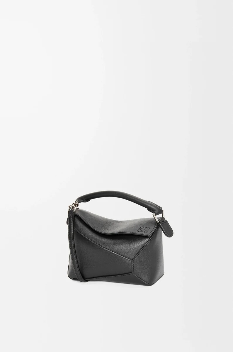 sac mini puzzle edge en cuir de veau noir classique
