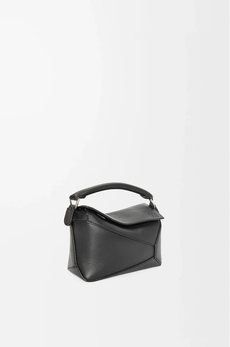sac mini puzzle edge en cuir de veau noir classique