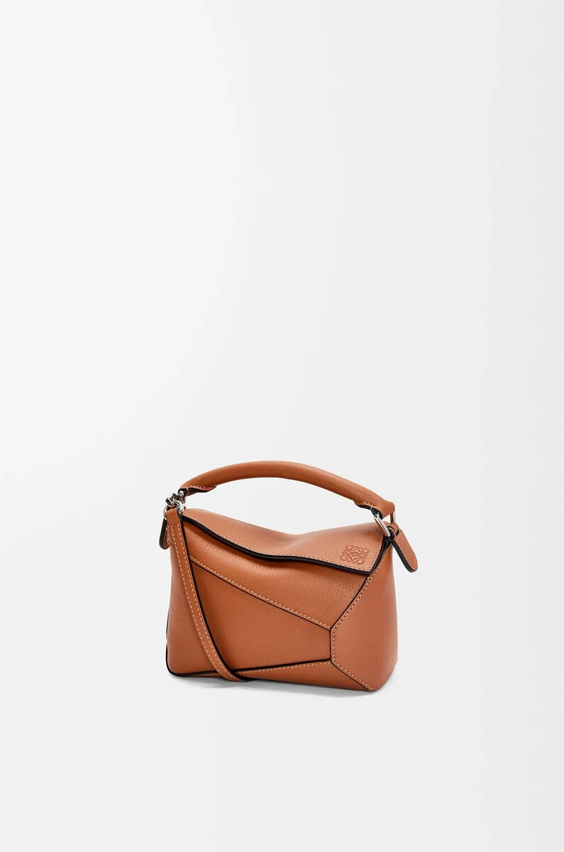 sac mini puzzle edge en cuir de veau classique couleur fauve