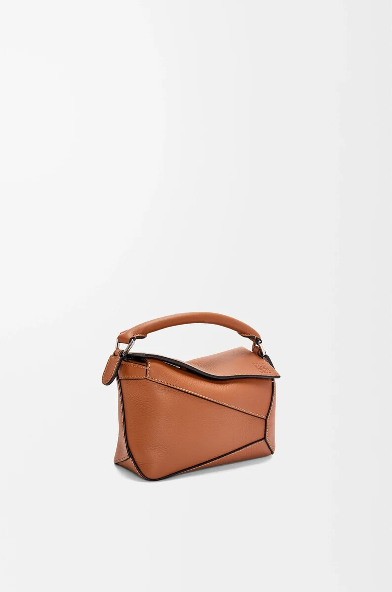 sac mini puzzle edge en cuir de veau classique couleur fauve