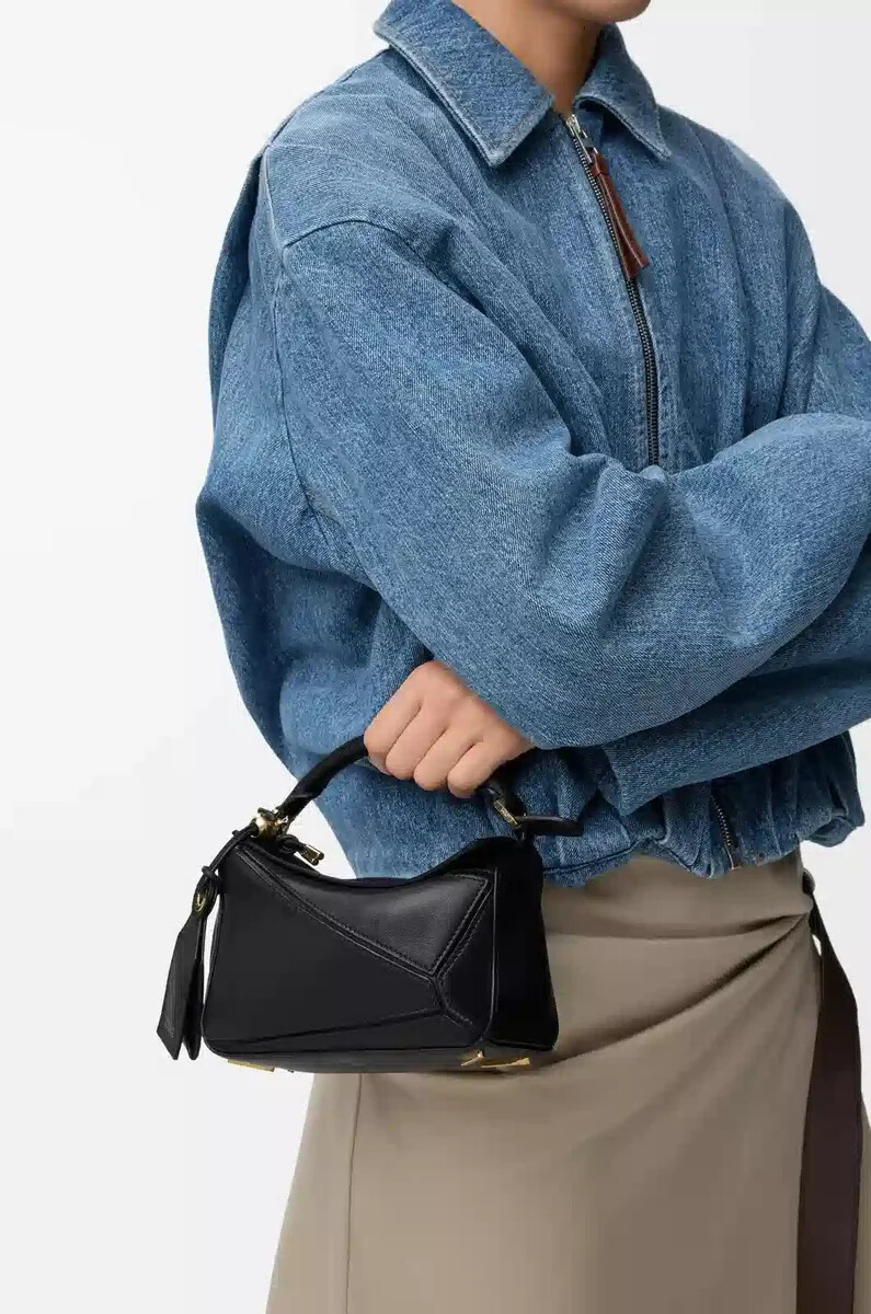 sac mini featherlight puzzle en cuir dagneau nappa noir